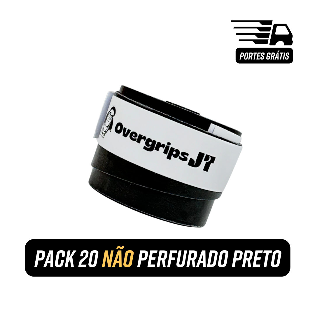 Pack 20 NÃO Perfurado Preto - 20 Overgrips por 26,00€ - Portes Grátis