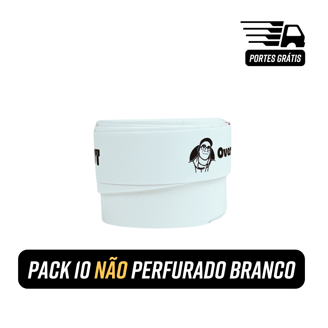 Pack 10 NÃO Perfurado Branco - 10 Overgrips por 16,00€ - Portes Grátis