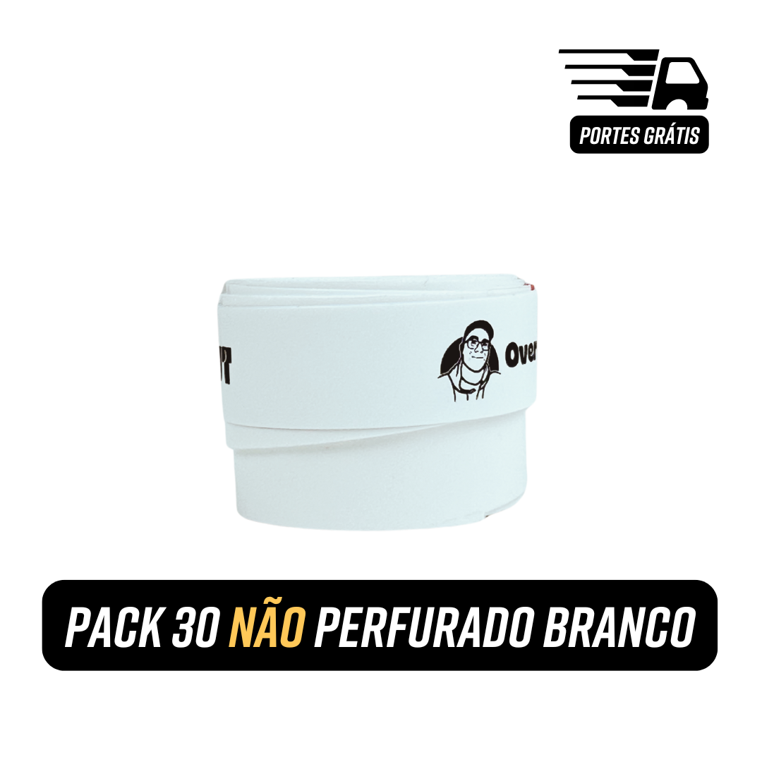 Pack 30 NÃO Perfurado Branco - 30 Overgrips por 36,00€ - Portes Grátis